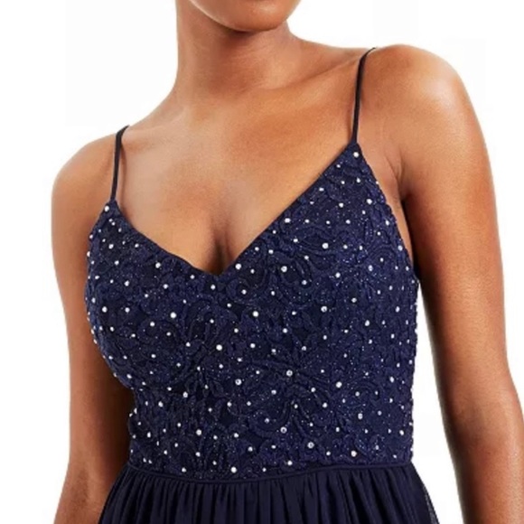 Navy Blue Macys Formal Dress Junior size 3 - Picture 3 of 5